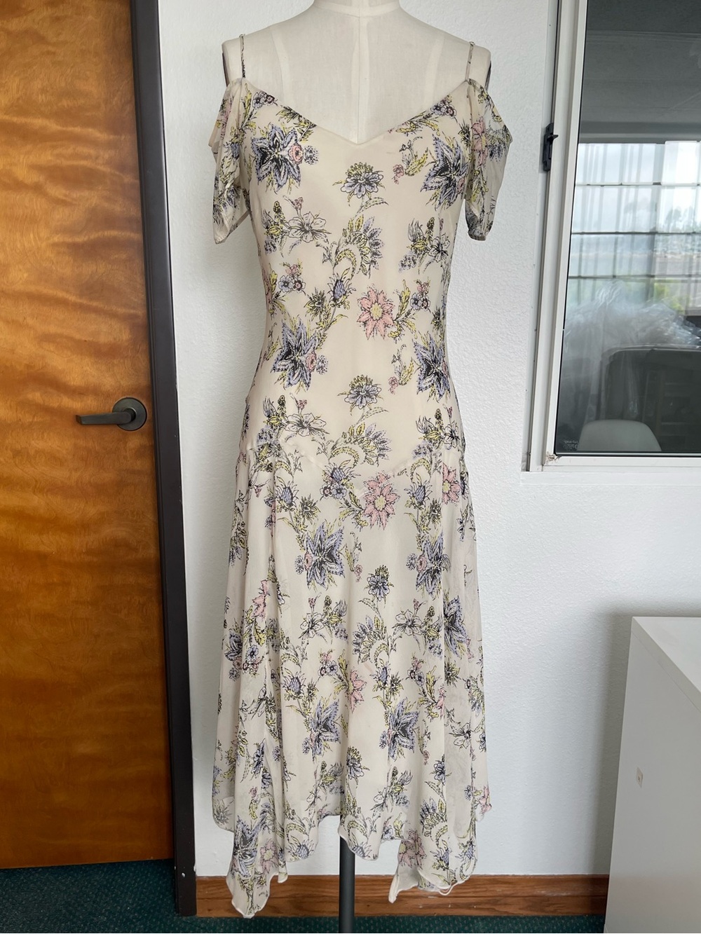 SILK FAIRY CORE Y2K FLORAL PRINT DROP WAIST CHIFFON SLIP DRESS